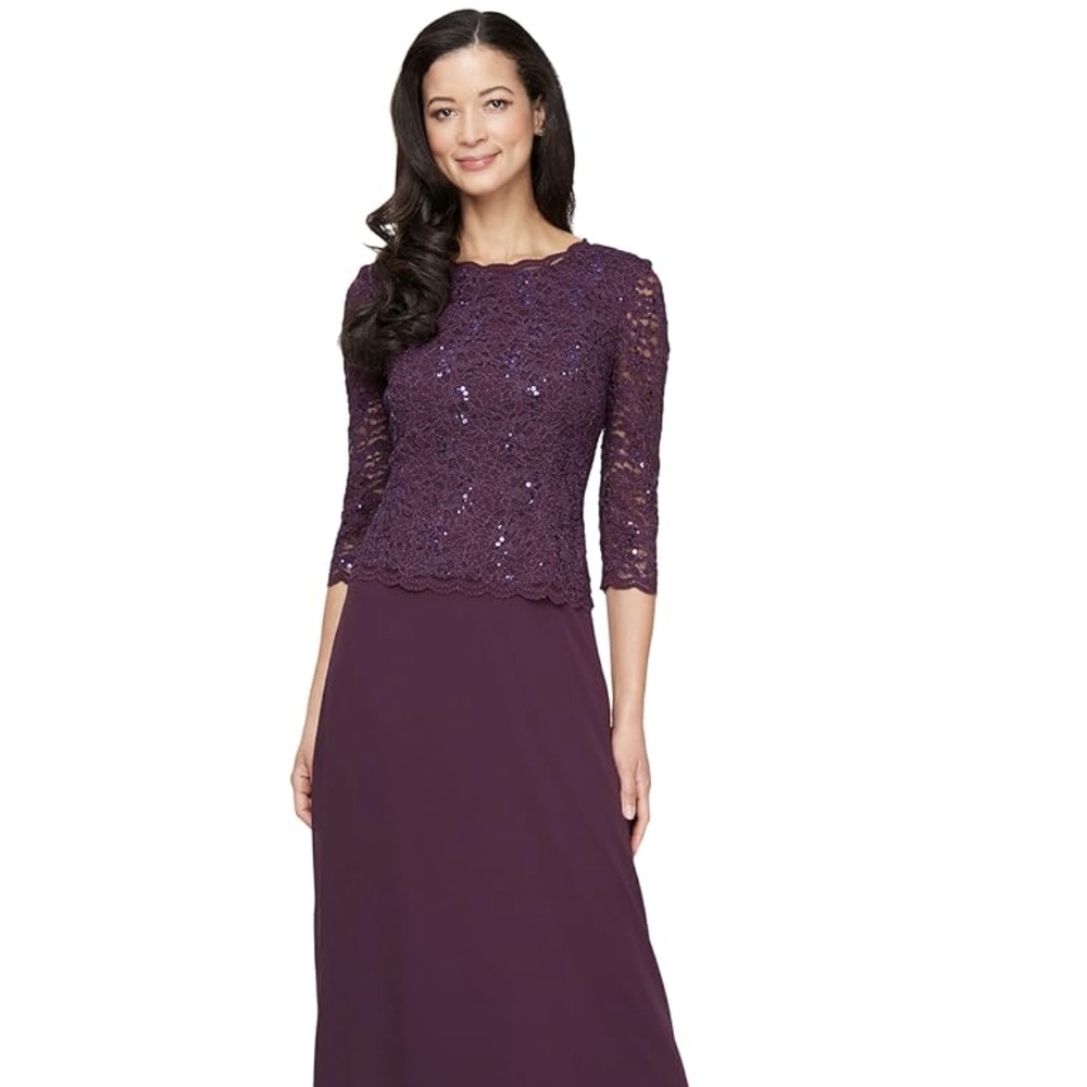 Alex Evenings Purple Plum Maxi Dress
